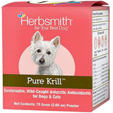 Herbsmith Pure Krill bottle demonstrates 100% Antarctic krill for dogs with omega-3 delivery