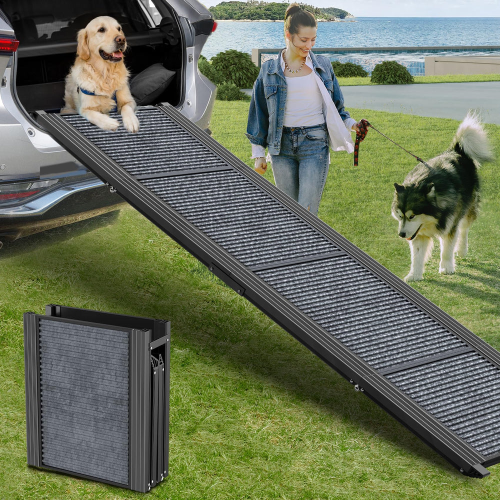 HerCcreta wigge dog ramp 71-inch length eases car entry for large dogs