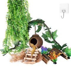 HERCOCCI crested gecko tank hanging plants provide enrichment and climbing opportunities