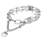 Herm Sprenger 2.25 chrome prong collar with swivel ring for controlled training.