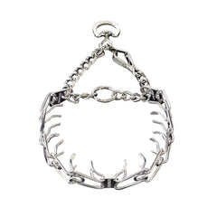 Herm Sprenger chrome plated training collar quick-release snap enables fast on/off during walks.