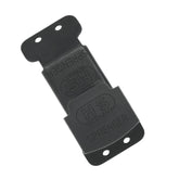 Herm Sprenger ClickLock buckle closeup on black stainless steel for quick collar changes.