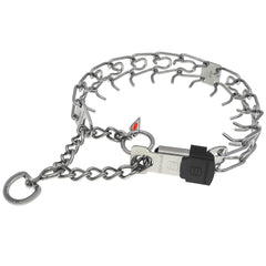 Herm Sprenger collar ClickLock buckle closeup demonstrates easy on/off for quick training setups.