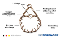 Herm Sprenger Curogan collar center plate connector visible for symmetric tightening