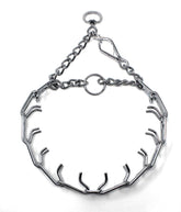 Herm Sprenger prong collar quick-release buckle closeup for easy on-off training sessions.
