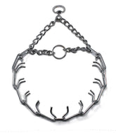 Herm Sprenger prong collar closeup in steel for durable training tool.