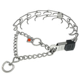 Herm Sprenger stainless steel dog collar assembly chain view highlighting even pressure for training.