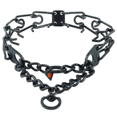 Herm Sprenger ultra-plus prong collar closeup black shows durable stainless steel for training