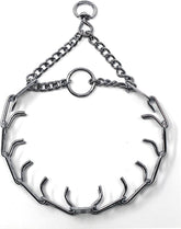 Herm Sprenger Ultra-Plus prong collar closeup shows durable chrome-plated steel.