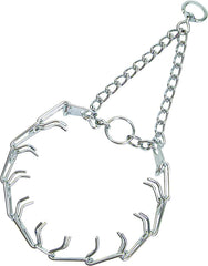 Herm Sprenger Ultra-Plus prong collar front view shows secure fit for training