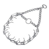 Herm Sprenger Ultra-Plus prong dog training collar chrome close-up showing secure fit