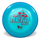 Hero Disc USA Superhero 235mm blue disc in flight for lively outdoor fetch.