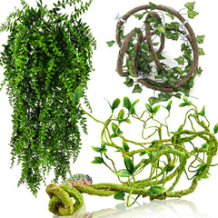 HERCOCCI reptile vines green vines setup with a natural look for terrariums, enrichment.