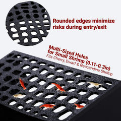 HERPDEN shrimp hide cave entrance holes highlight precise access for dwarf shrimp.