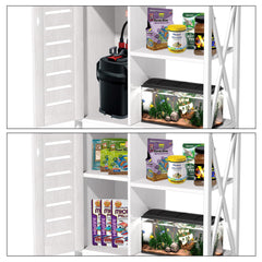 Herture fish tank stand front view emphasizes contemporary design that blends with decor.