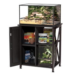 Herture reptile tank stand left cabinet and shelf offer organized storage