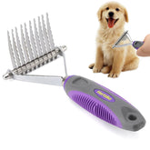 Hertzko dematting comb with stainless steel teeth for effective fur removal and detangling.