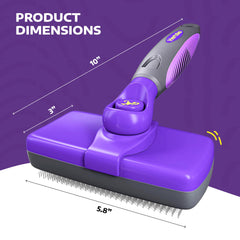 Hertzko self-cleaning slicker brush in action on a long-haired dog.