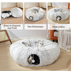 Hervimo Cat Tunnel Bed circle-play setup highlights versatility