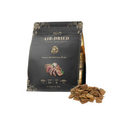 Herz air-dried venison-duck-liver dog food bag highlights grain-free, high-protein nutrition.