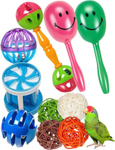 HEUHAI 10-pack bird toys with colorful vine balls for engaging, mentally stimulating play.