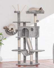 Hey-brother cat tree 53inch condo hammock offers private lounging in a soft cocoon.