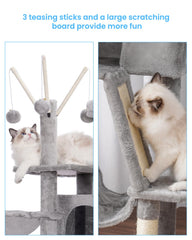 Hey-brother cat tree 53inch sisal posts illustrate durable scratching surfaces for claw care.
