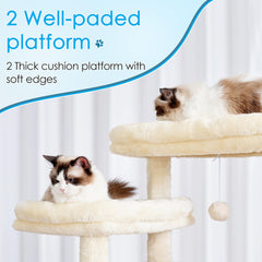 Hey-brother Cat Tree bottom risers include hair brushes for grooming sessions.