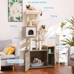 Hey-brother MPJ115SG cat tree large platform creates spacious perches for alert lounging.