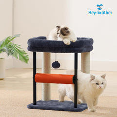 Hey-brother cat tree platform sturdy base supports active kittens safely