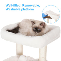 Hey-brother cat tree raised feeding platform helps cats eat comfortably.