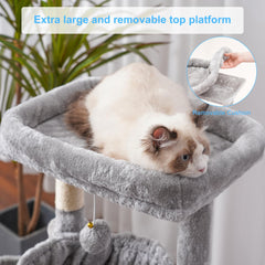Hey-brother cat tree with sisal scratching posts for satisfying claw maintenance