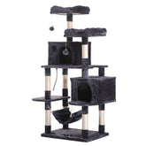 Hey-brother cat tree Smoky Gray with multi-level structure enhances climbing fun and space-saving design for curious climbers.