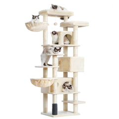 Hey-brother Cat Tree sturdy-baseboard provides a stable indoor playground for multiple cats.
