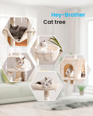 Hey-brother cat tree top perch gives a high observation point for curious cats