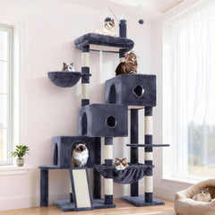 Hey-brother Cat Tree Tower assembly steps enable safe, easy climbing.