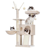 Hey-brother cat tree tower beige condo offers a cozy retreat for indoor cats