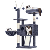 Hey-brother cat tree tower side view demonstrates sturdy height for climbing and observation