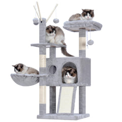 Hey-brother Cat Tree Tower with removable teaser wands for interactive indoor play
