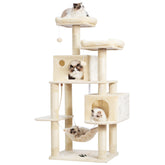 Hey-brother cat tree with beige sisal posts for durable scratching and play.