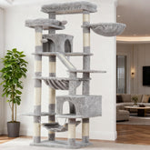 Heybly cat tree assembly setup shows quick solo setup with included tool.