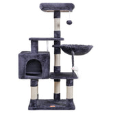 Heybly Cat Tree anti-topple base offers secure stability for energetic cats at play.