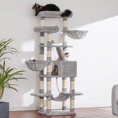 Heybly Cat Tree big cave hideaway provides private space for nap and retreat.