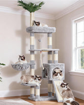 Heybly HCT015W tall cat tree offers vertical play and climbing fun.
