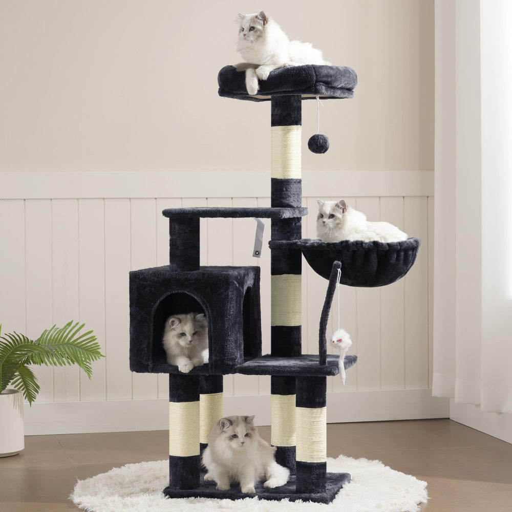 Heybly cat tree smoky gray top perch offers a cozy resting spot for cats