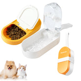 HEYISME 2-in-1 dog bowl and water bottle assembled for convenient on-the-go hydration.