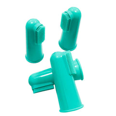 H&H Pets hand-held finger toothbrush demonstrates easy grip during brushing sessions.