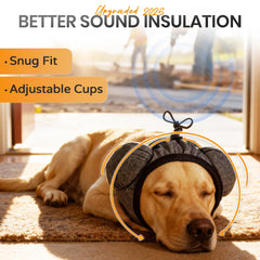 HI-REEKE Dog Ear Muffs illustrate head size range 14–22 inches for versatile dogs.