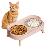 HIAIEVIY elevated cat bowl stand provides sturdy support for comfortable indoor meals.