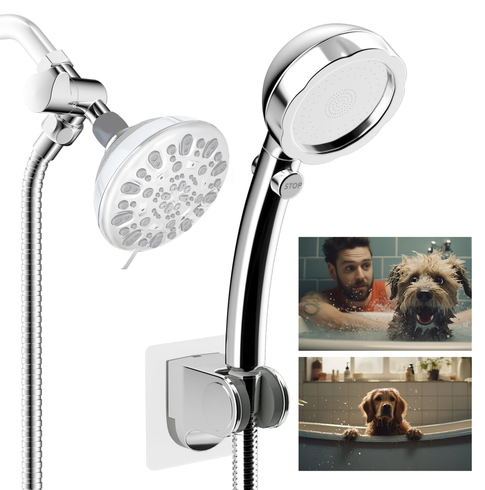 Hibbent dog sprayer head enables quick, effective indoor baths.